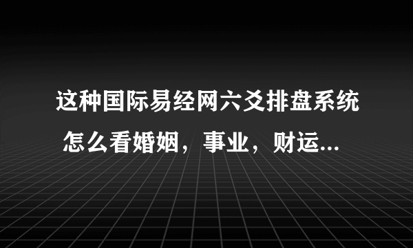 这种国际易经网六爻排盘系统 怎么看婚姻，事业，财运啊？准不准的哦。