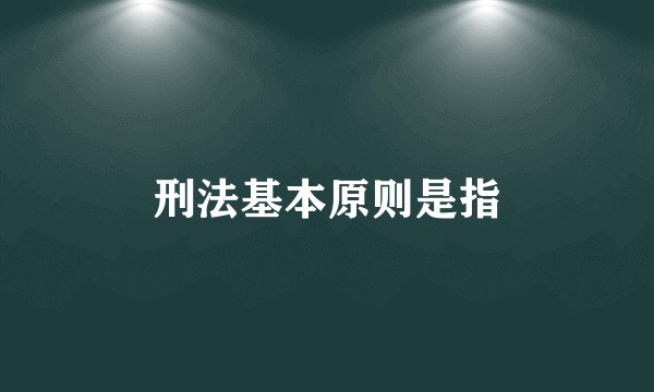 刑法基本原则是指