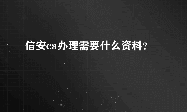 信安ca办理需要什么资料？