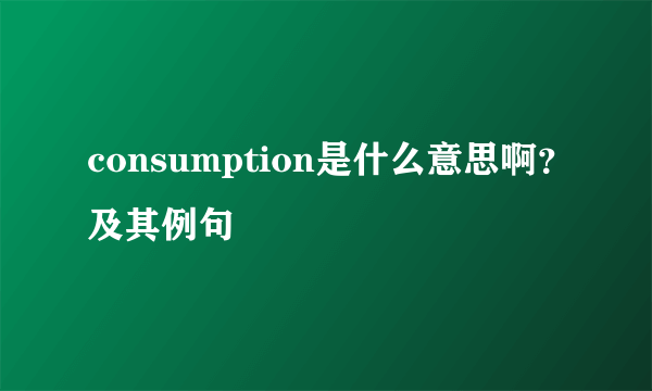 consumption是什么意思啊？及其例句