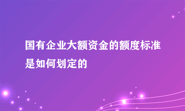 国有企业大额资金的额度标准是如何划定的