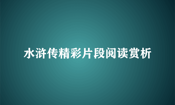 水浒传精彩片段阅读赏析