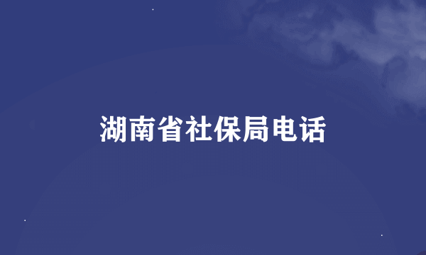 湖南省社保局电话