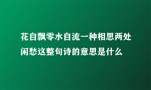 花自飘零水自流一种相思两处闲愁这整句诗的意思是什么