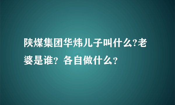 陕煤集团华炜儿子叫什么?老婆是谁？各自做什么？