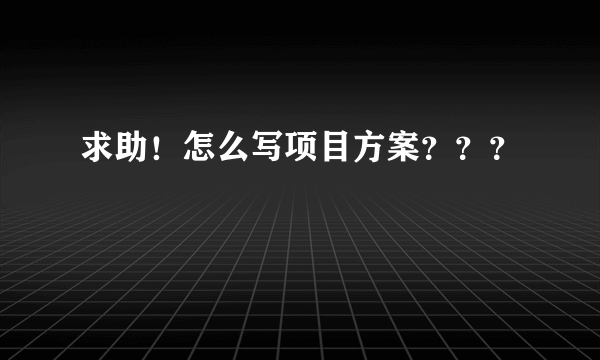 求助！怎么写项目方案？？？