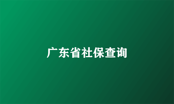 广东省社保查询