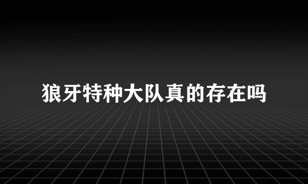 狼牙特种大队真的存在吗