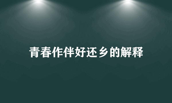 青春作伴好还乡的解释