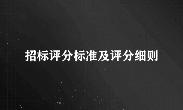 招标评分标准及评分细则