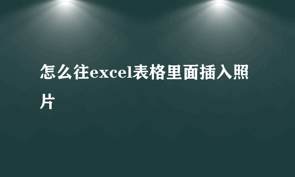 怎么往excel表格里面插入照片